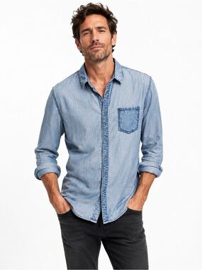 For All Mankind denim long-sleeve shirt size Medium